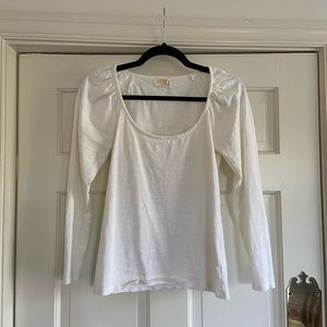 Nation Off-White Puff Sleeve Cotton Shirt - Size XS